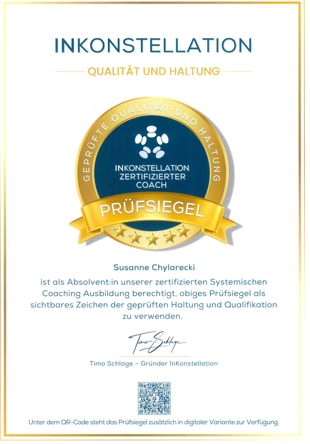 Prüfsiegel InKonstellation – Zertifizierter Coach